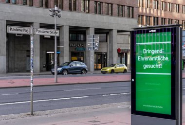 Wall advertising board, Potsdamer Platz, Berlin, Germany