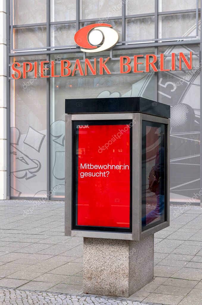 Historic display case in front of the Spielbank Berlin building, Kurfrstendamm, Berlin, Germany