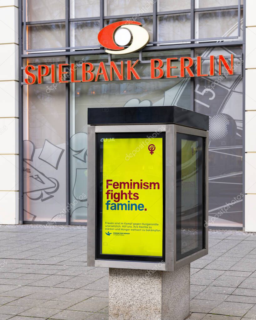 Historic display case in front of the Spielbank Berlin building, Kurfrstendamm, Berlin, Germany