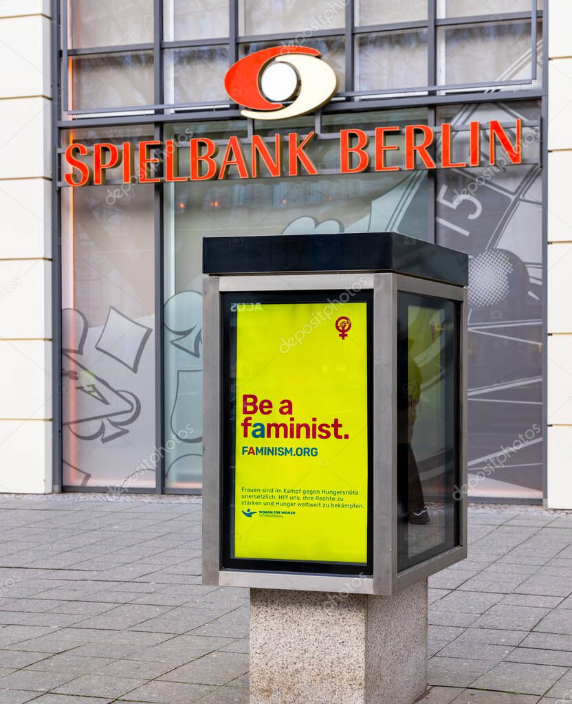 Historic display case in front of the Spielbank Berlin building, Kurfrstendamm, Berlin, Germany