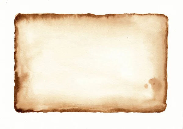 Старый Лист Ручная Живопись Кофе Акварельной Бумаге Текстуры Коллекция Кофешонок — стоковое фото