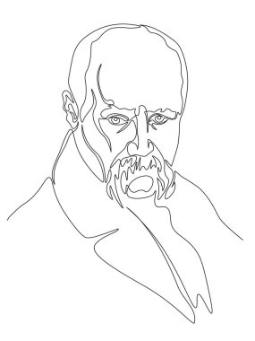 Taras Shevchenko ukrainian writer, artist and poet.  Continuous one line minimalistic art technique