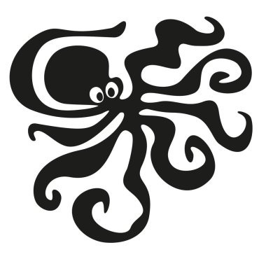 Abstract octopus figure. Good for tattoo. Editable vector monochrome image with high details isolated on white background