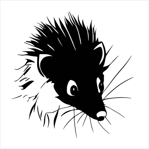 Hedgehog Head Sketch Closeup Good Tattoo Editable Vector Monochrome Image — ストックベクタ
