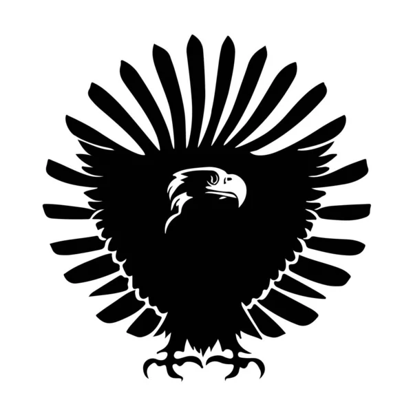 Head Eagle Feathers Paws Stylized Coat Arms Good Tattoo Editable — Vector de stock