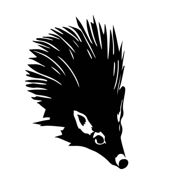 Hedgehog Sketch Closeup Good Tattoo Editable Vector Monochrome Image High — Stock Vector
