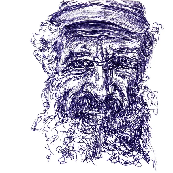 Soyut Yorgun Yaşlı Adam Portresi Yakın Plan Kağıt Dokusu Üzerine — Stok fotoğraf