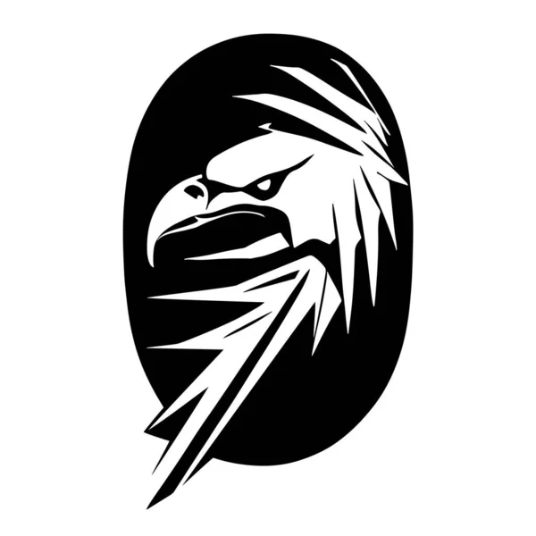鷲の頭は紋章として様式化された 入れ墨に良い 白地に高いディテールが分離された編集可能なベクターモノクロ画像 — ストックベクタ