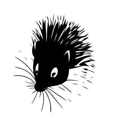 Hedgehog sketch closeup. Good for tattoo. Editable vector monochrome image with high details isolated on white background