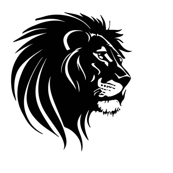 ライオンズの頭のスケッチを閉じます 入れ墨やロゴに適しています 白地に高いディテールが分離された編集可能なベクターモノクロ画像 — ストックベクタ