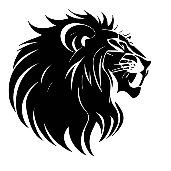 ライオンズの頭のスケッチを閉じます 入れ墨やロゴに適しています 白地に高いディテールが分離された編集可能なベクターモノクロ画像 — ストックベクタ