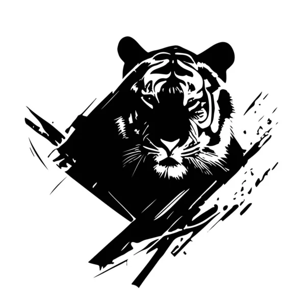 Tigers Head Sketch Closeup Also Good Tattoo Logo Editable Vector — Stock Vector