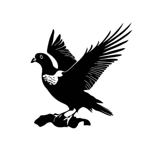 Güvercin Barışın Sembolüdür Dövme Için Iyi Yüksek Detaylar Beyaz Üzerine — Stok Vektör