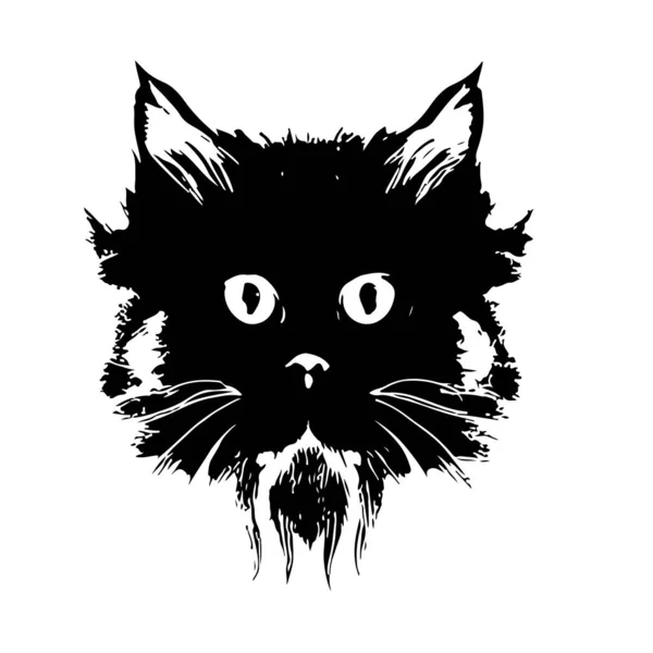 Katten Portret Schets Close Ook Goed Voor Tatoeage Bewerkbare Vector — Stockvector