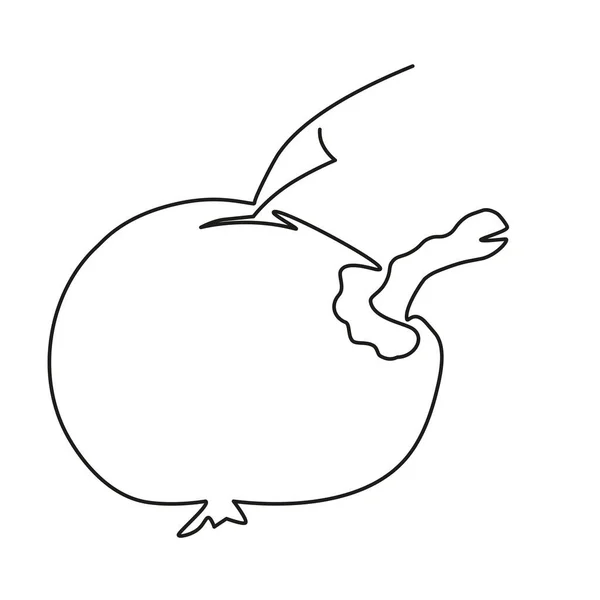 烤苹果和蠕虫 连续单行简约艺术中的可编辑矢量单色造型图像 — 图库矢量图片