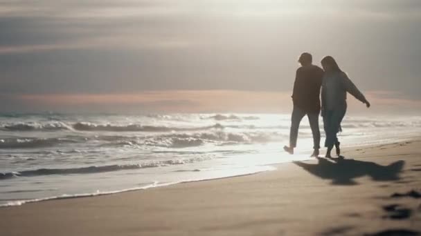 Video Eines Schönen Jungen Verliebten Paares Das Gemeinsam Einem Kalten — Stockvideo