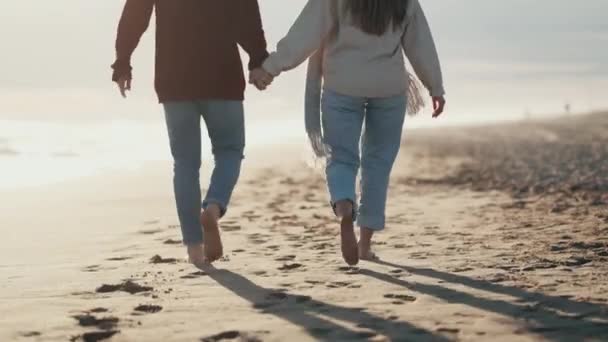 Vídeo Belo Jovem Casal Apaixonado Andando Juntos Dia Frio Inverno — Vídeo de Stock