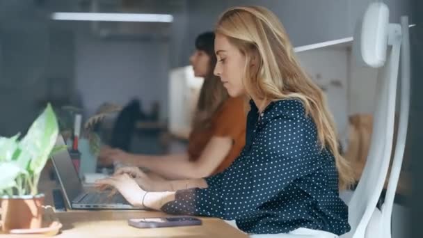 Wideo Dwoma Eleganckimi Bizneswoman Rozmawiającymi Podczas Wspólnej Pracy Nad Współpracą — Wideo stockowe