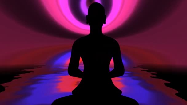 Buddhist Monk Meditation Pose Energy Background — Stock Video