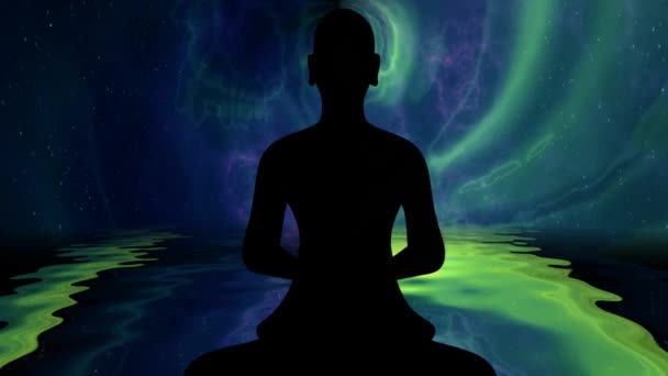 Buddhista Szerzetes Meditáció Pózol Energia Háttér — Stock videók