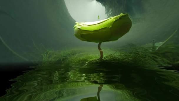 Surrealista Escena Alienígena Distorsionada Reflejada Agua — Vídeo de stock