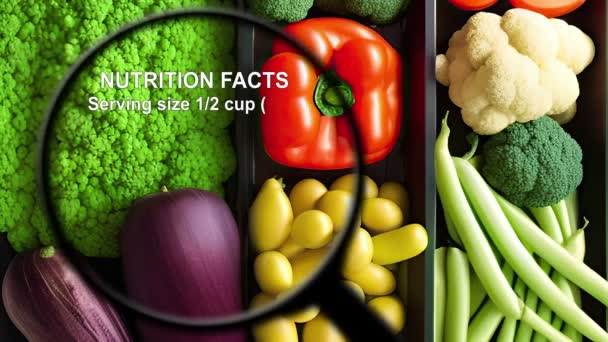 Ernährungsfakten Verschiedenen Gemüsesorten — Stockvideo