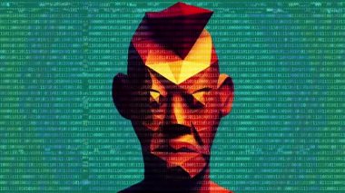 Dijital arkaplana karşı düşük poli kafa