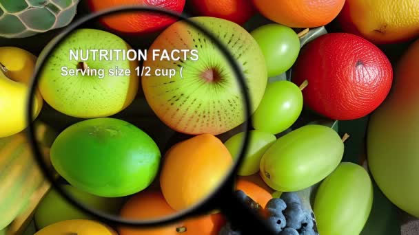Información Nutricional Sobre Diversas Frutas Verduras — Vídeos de Stock