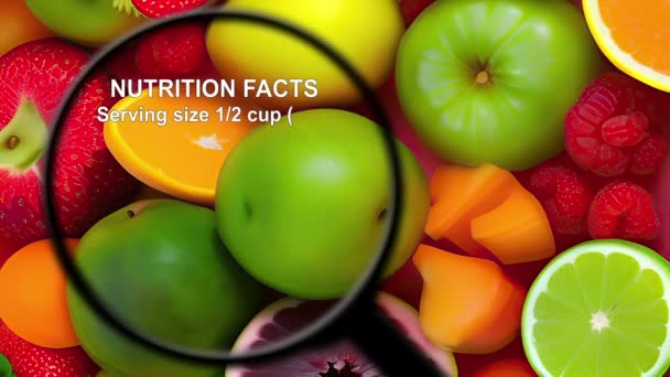 Διατροφικές Πληροφορίες Για Διάφορα Φρούτα Και Λαχανικά — Αρχείο Βίντεο