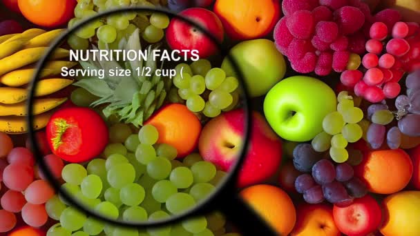 Feiten Voedingswaarde Van Verschillende Soorten Groenten Fruit — Stockvideo