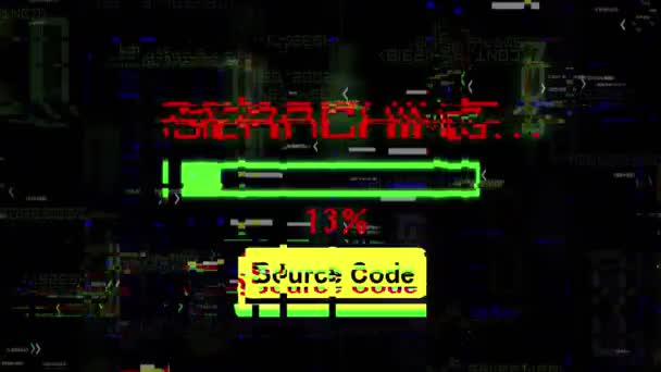 Zoeken Naar Broncode Het Scherm Glitch Effect — Stockvideo