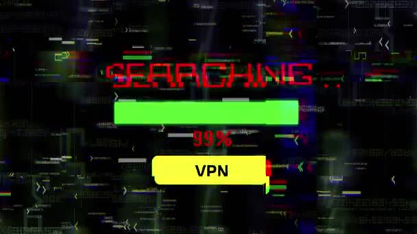 Searching Vpn Progress Bar Screen Glitch Effect — Stock Video