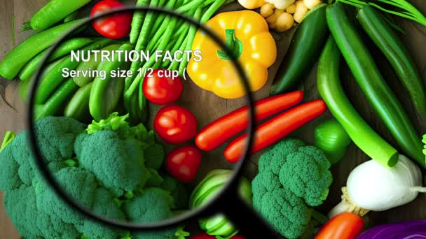Ernährungsfakten Verschiedenen Gemüsesorten — Stockvideo