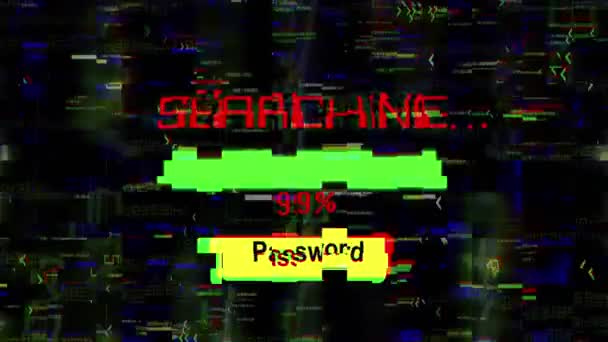 Searching Password Screen Glitch Effect — Stock Video