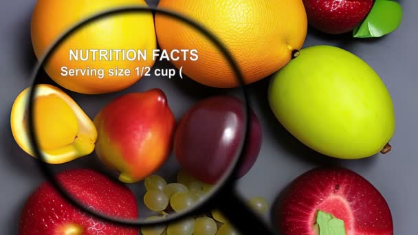Feiten Voedingswaarde Van Verschillende Soorten Groenten Fruit — Stockvideo