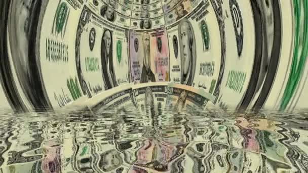 Πολλά Δολάρια Μορφοποιούνται Και Αντανακλώνται Στο Νερό — Αρχείο Βίντεο