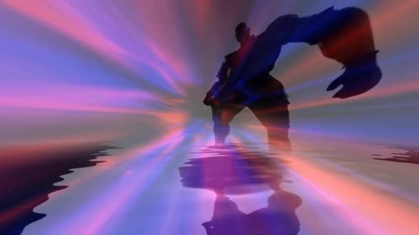 Surreale Menschensilhouette Spiegelt Sich Wasser — Stockvideo