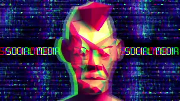 Низька Полігональна Голова Фоні Соціальних Медіа — стокове відео