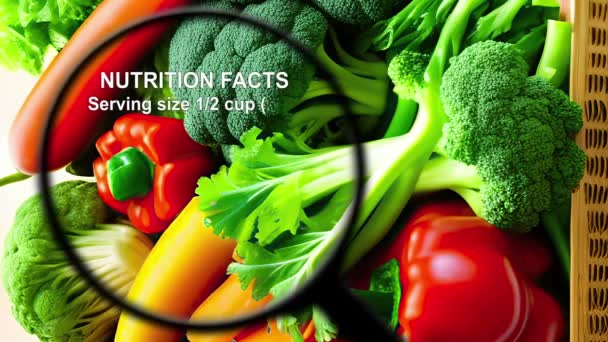 Nutriční Fakta Různých Zeleninách — Stock video