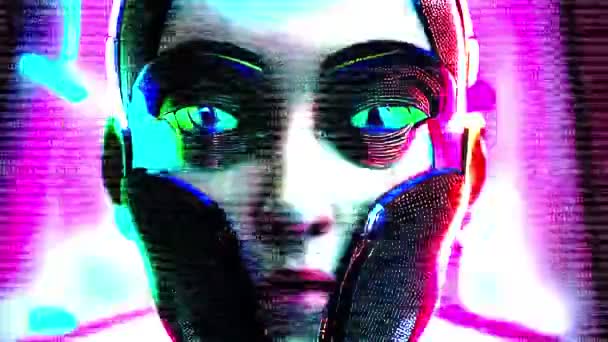 Ψηφιακή Γυναίκα Cyborg Sci Animation Digital World — Αρχείο Βίντεο