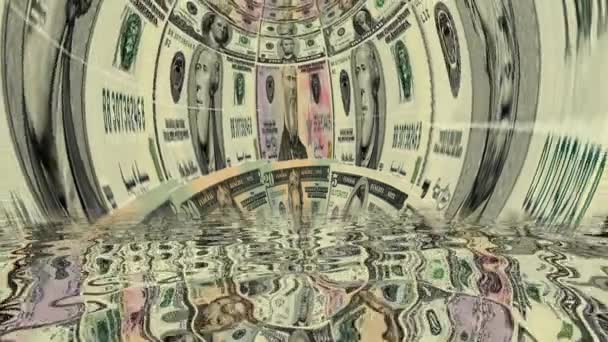 Viele Dollar Verwandeln Sich Und Spiegeln Sich Wasser — Stockvideo