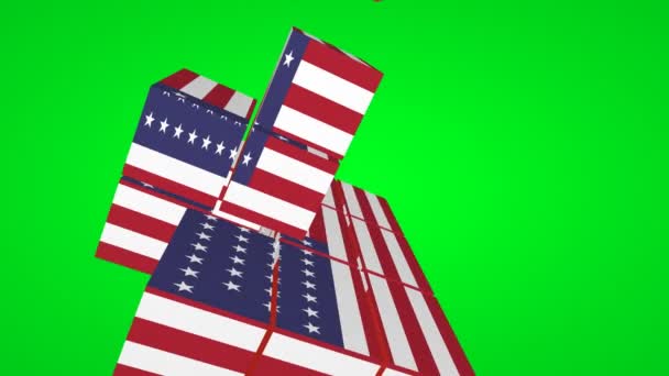 Usa Canada Flags Cube Green Screen — Wideo stockowe