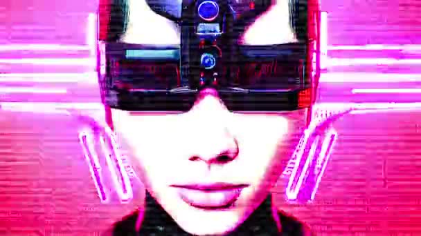 Digital Woman Cyborg Sci Animasjon Den Digitale Verden – stockvideo