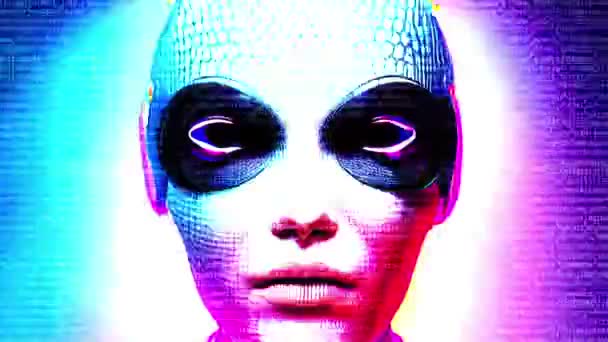 Digital Woman Cyborg Sci Animation Digital World — Stock Video