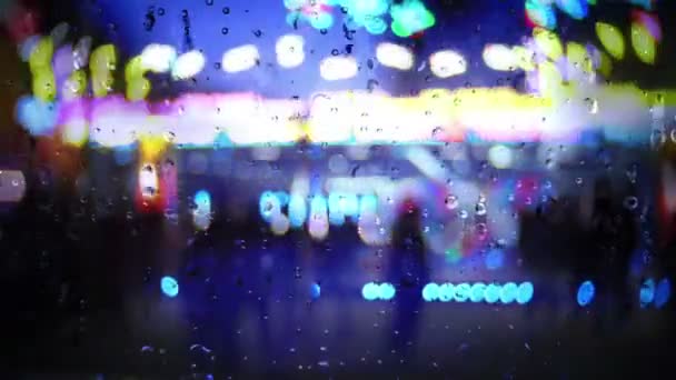 Deszcz Spływa Oknie Tle Bokeh — Wideo stockowe