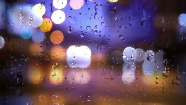 Ploaie Care Aleargă Fereastră Într Furtună Oraș — Videoclip de stoc
