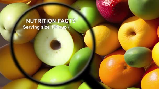 Fatos Nutricionais Sobre Várias Frutas Legumes — Vídeo de Stock