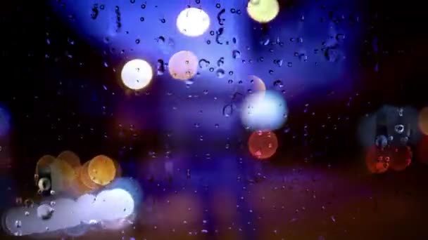 Regn Som Renner Ned Vindu Storm Byen – stockvideo