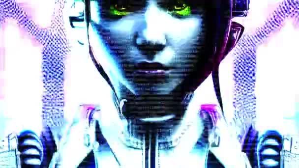 Cyborg Cyborg Sci Animacja Cyfrowego Świata — Wideo stockowe