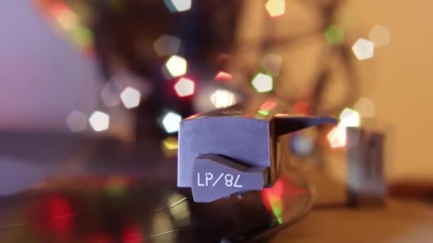 Record Player Turntable Bokeh Lights Cinegraph — Stock Video